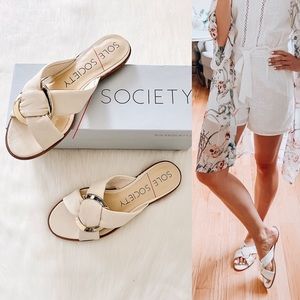 SOLE SOCIETY Sainne Leather Crisscross Slides